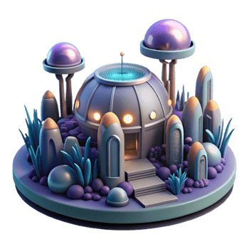 Futuristic Dome Habitat Alien Planet Landscape png