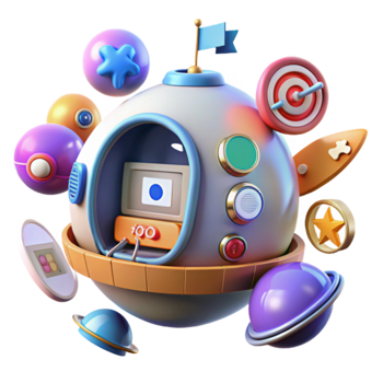 Spacecraft UI Design Colorful 3D Render png