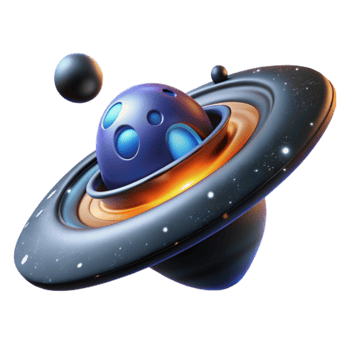 Cosmic Rings A 3D Render of Celestial Bodies png