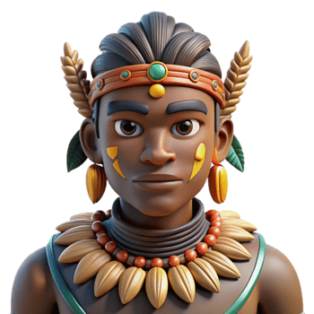 3D Render of Tribal Youth with Cacao Adornments png