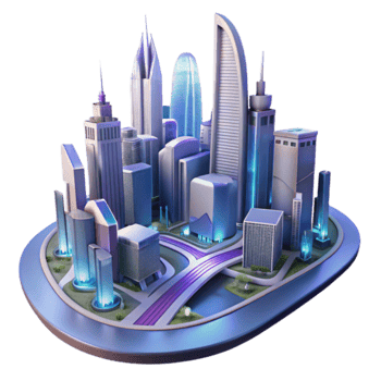 Futuristic Cityscape Urban Development, Skyscrapers, Night Lights png