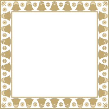 golden square Egyptian ornament. Rectangle, frame, ancient Egypt.Pattern of lotus flowers vector