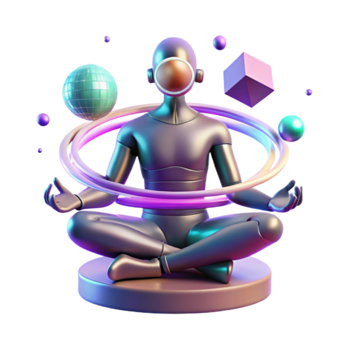 Robot in Meditation Cosmic Serenity png