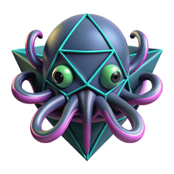 Geometric Octopus 3D Render of Neon Creature png