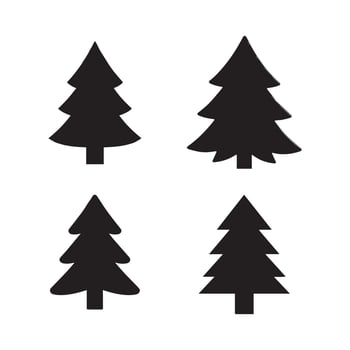 Silhouettes of Evergreen Trees in Various Shapes vector