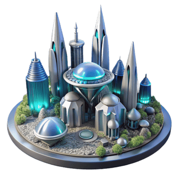 Futuristic Cityscape Eco-Friendly, Sustainable Urban Design png