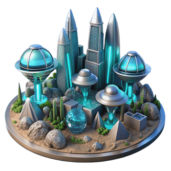 Futuristic Cityscape Sci-Fi Urban Design png