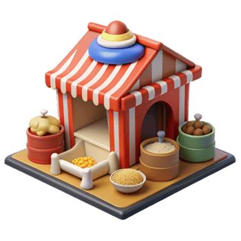 3D Render of a Festive Food Stall with Grains png