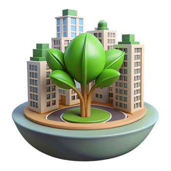 Urban Greenery Cityscape with Tree png