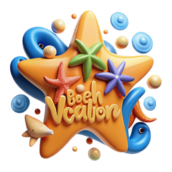 Beach Vacation Starfish, Seashells Summer Fun png