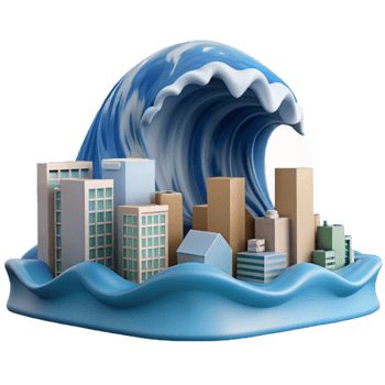 Coastal City Tsunami Disaster Simulation png
