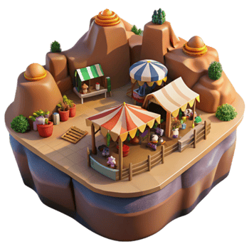 Island Market Stalls, Shops, and Desert Oasis png