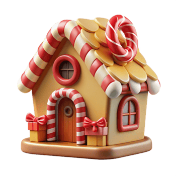 Candy Cane Gingerbread House Festive Holiday Treat png