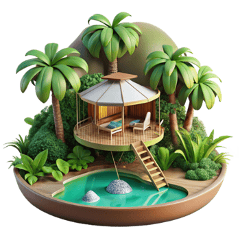 Tropical Getaway Island Gazebo with Pool png