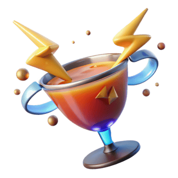 Electric Juice Trophy 3D Render of a Winning Drink png