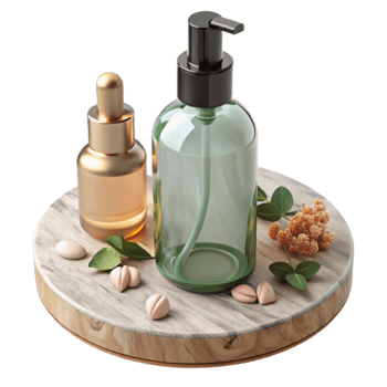 Spa Day Essentials Natural Beauty Products on Wooden Tray png