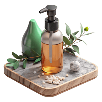 Natural Botanical Oil Dispenser on Wooden Tray png