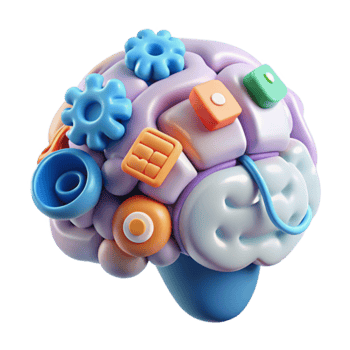 Abstract Brain Colorful 3D Render of Cognitive Processes png