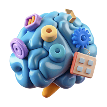 Creative Brain Colorful 3D Model of Cognition png