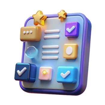 3D Interface Design Checklist App UI with User Feedback png