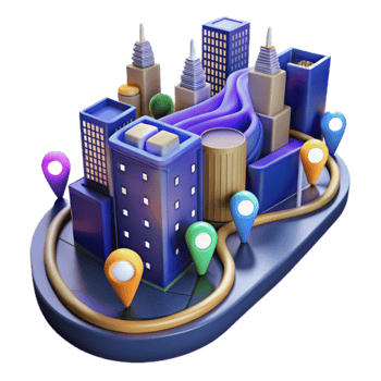 Urban Navigation City Map with Location Pins png