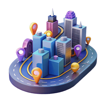 Urban Navigation City Map with Location Markers png