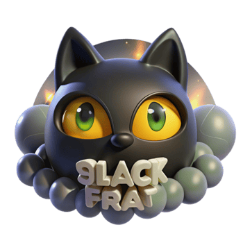 Cute Black Cat 3D Render with slack Frat' Text png