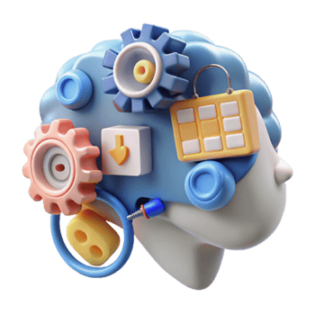 Conceptual Brain Cogs, Security, and Data Processing png