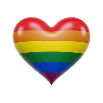 a LGBTQ pride flag rainbow heart on transparent background png