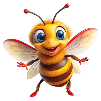 3d cheerful bee with red horns is isolated on transparent background png