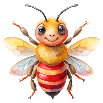 cheerful 3d cute bee with red horns is isolated on transparent background png