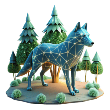 Luminous Wolf in a Digital Forest png