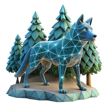Luminous Wolf in Winter Forest Digital Art png
