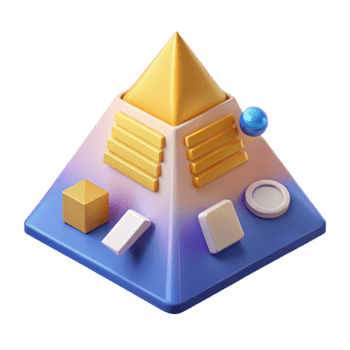 Abstract 3D Pyramid Geometric Shapes and Color Gradient png