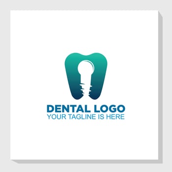 Dental logo design template with a tooth and a key vector