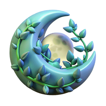 Crescent Moon with Vines 3D Render png
