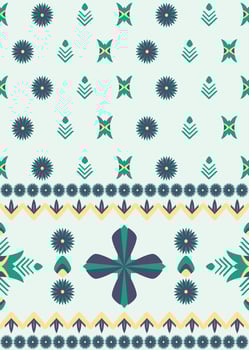geometric tribal pattern for fabric, tile and carpet on a light green color background vector