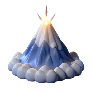 Magical Glowing Mountain Peak in Clouds png