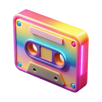 Retro Cassette Tape Colorful 3D Render png