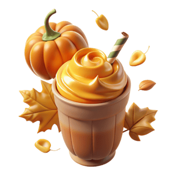 Autumn Pumpkin Spice Drink Creamy Swirl Fall Leaves png