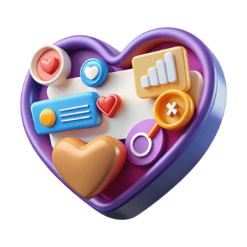 Heart of Social Media Engagement, Growth, and Connections png