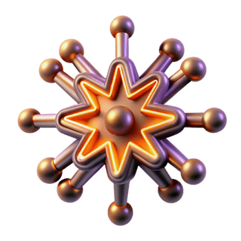 Abstract 3D Neon Starburst Geometric Design png