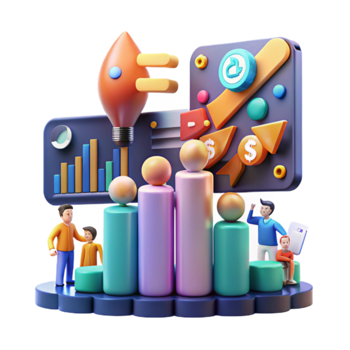 Teamwork, Growth, and Financial Success A 3D Conceptual Illustration png