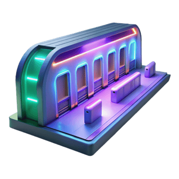 Neon-Lit Futuristic Station 3D Render png