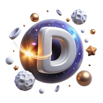 Cosmic Letter D 3D Galaxy Sphere Design png