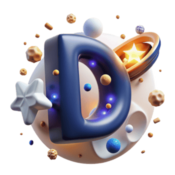 Cosmic Letter D 3D Render of Celestial Alphabet png