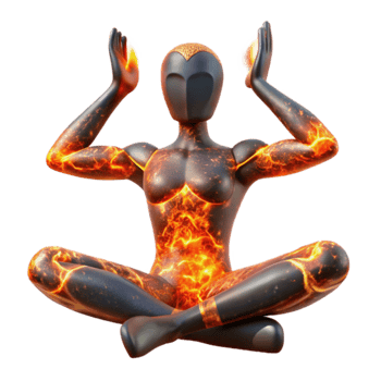 Fiery Inner Strength A 3D Render of Yoga and Energy png