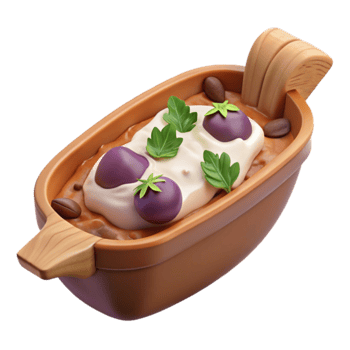 Creamy Stew with Purple Fruits and Herbs png