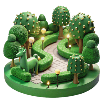 Enchanted Garden Path A 3D Render png