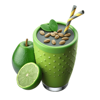 Refreshing Green Smoothie Recipe with Lime Seeds png